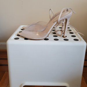 Shutz rose/clear wrap-around sandals
